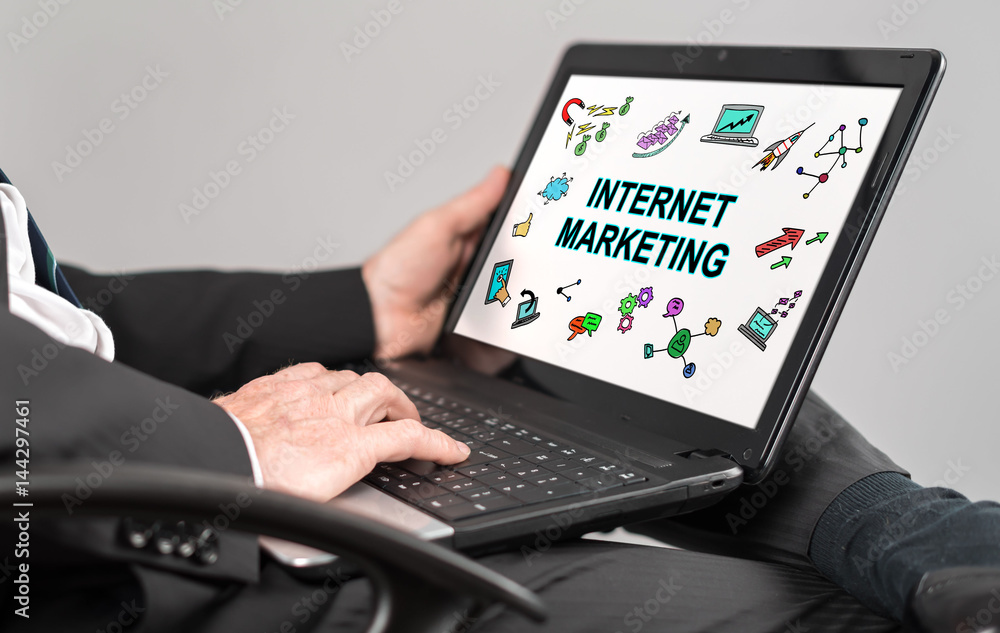 Internet marketing concept on a laptop Internet marketing concept on a laptop