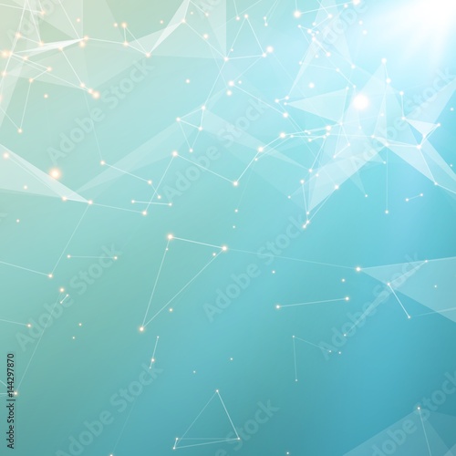 Abstract vector light blue mesh background. Futuristic technology style. Elegant background for business presentations. Flying debris. eps10