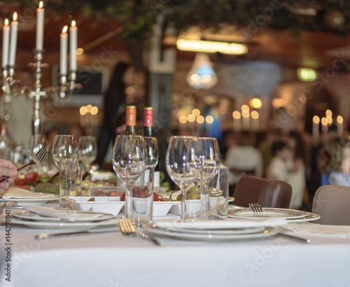 restaurant serving a blurred background