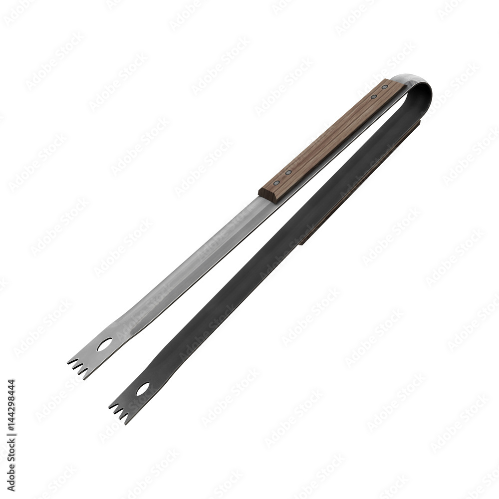 3D Rendering Grill Tongs on White 3D Rendering Grill Tongs on White