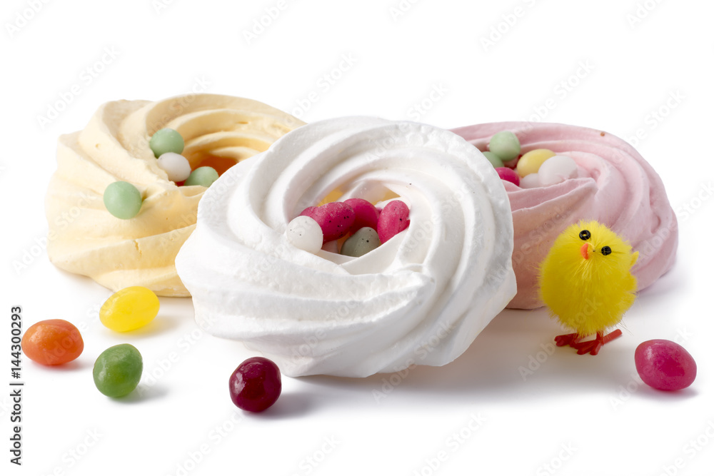 Easter meringue with jelly beans Easter meringue with jelly beans