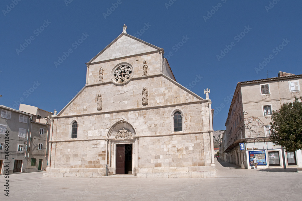 A Medieval church on a square in Rab, Croatia