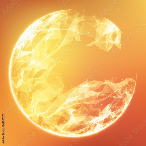 Abstract vector orange demolished sphere background. Futuristic technology style. Elegant background for business presentations. Destroyed sphere. eps10