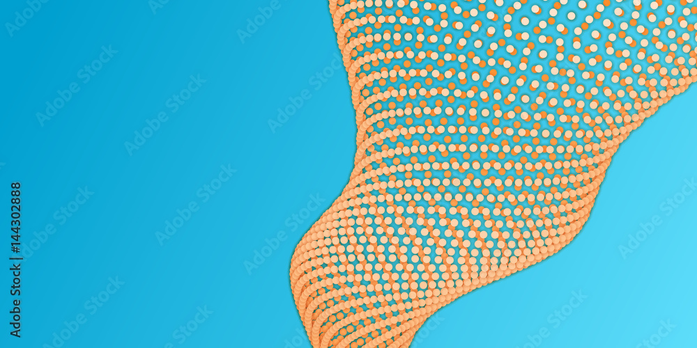 Array of orange paper cut circles with shadows in form of spiral on the blue background. Abstract geometric background. 3d paper cut pieces in from of scales. Array of orange paper cut circles with shadows in form of spiral on the blue background. Abstract geometric background. 3d paper cut pieces in from of scales.