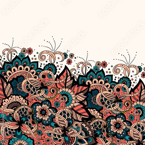 Wedding invitation and announcement card with ornament in Arabian style. Arabesque pattern. Eastern ethnic ornament. Elegant texture for backgrounds. Design template.