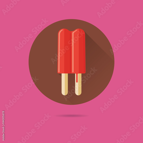 double strawberry popsicle flat design vector icon