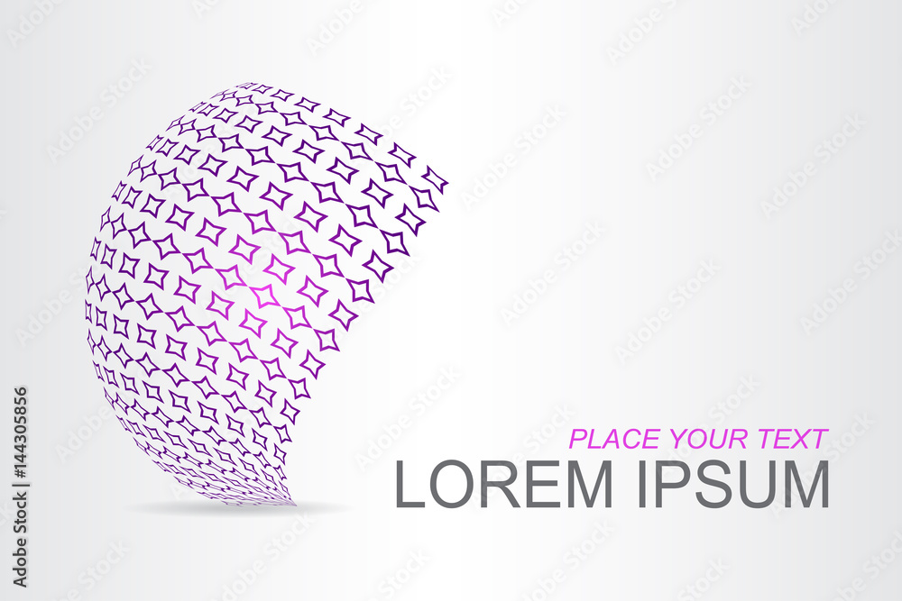 Fototapeta premium Logo stylized spherical surface with abstract shapes