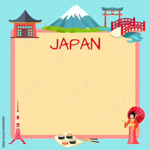 Japan Touristic Vector Concept with Sample Text