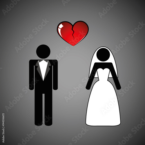 hochzeitspaar trennt sich piktogramm