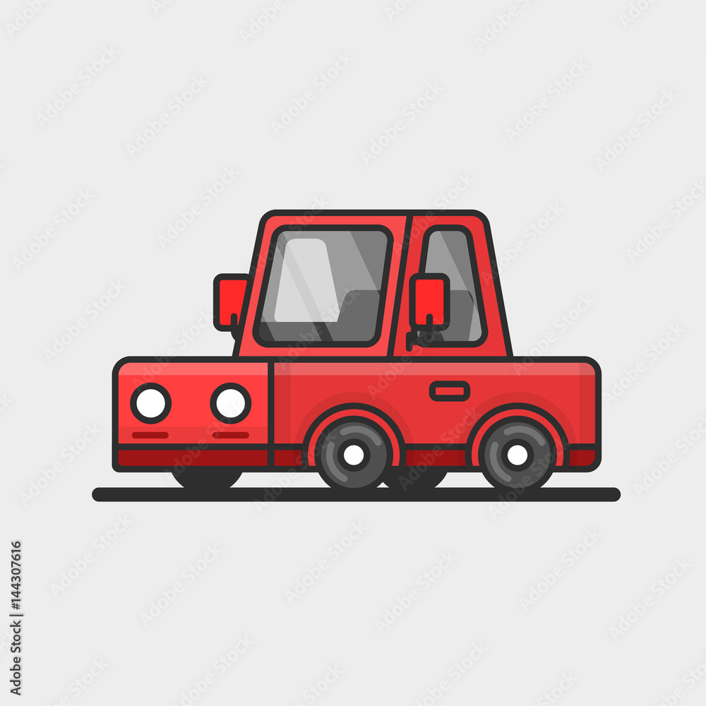 Modern red car icon. Flat design.