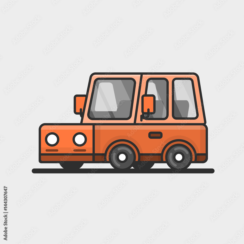 Modern minivan car icon. Flat design.