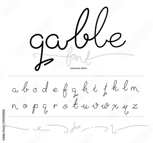 Alphabet in a linear style. Decorative linear elements for text processing. Lowercase drawing letters. Thin graphic typography.