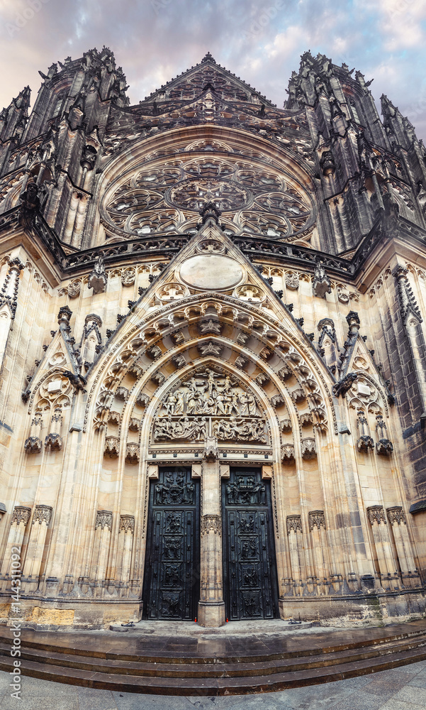 The entrance portal of the cathedral doors of Saint Vitus in Prague