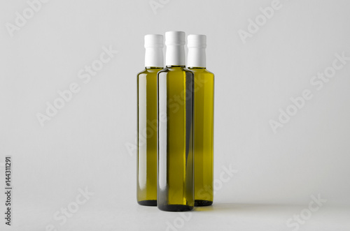 Olive / Sunflower / Sesame Oil Bottle Mock-Up - Three Bottles