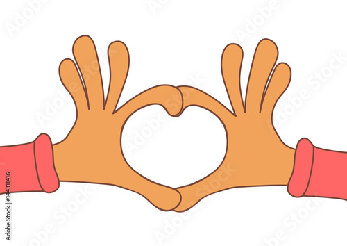 Two hands making heart sign. Love, romantic concept. Valentine d