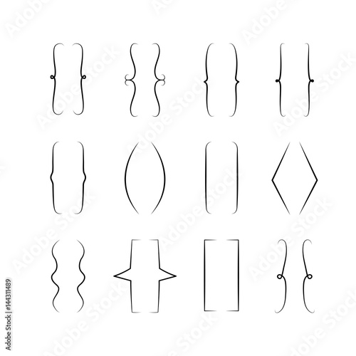 Vector braces signs, curly brackets symbols set. Hand drawn simp photo