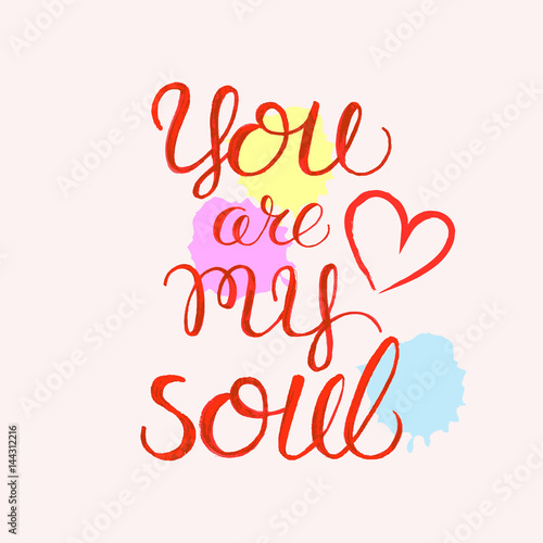 Vector illustration of card "you are my soul"