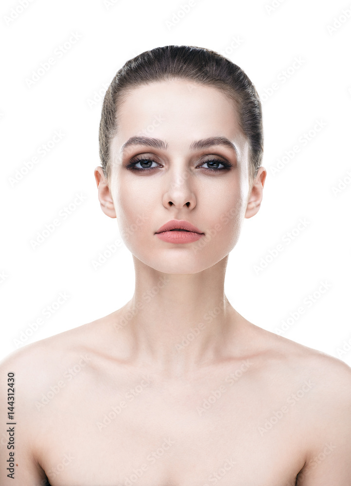 Young beautiful woman with clean skin isolated on white background Young beautiful woman with clean skin isolated on white background