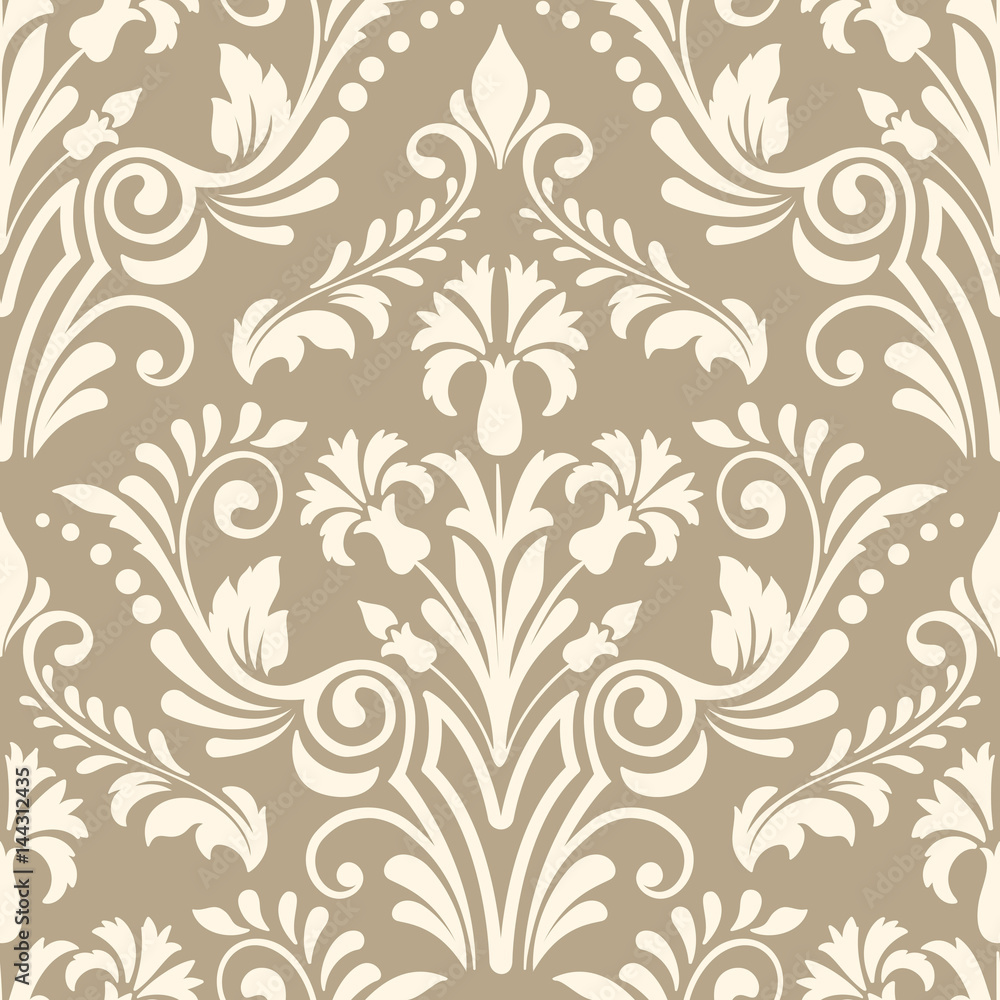 Vector damask seamless pattern element. Classical luxury old fashioned damask ornament, royal victorian seamless texture for wallpapers, textile, wrapping. Exquisite floral baroque template.