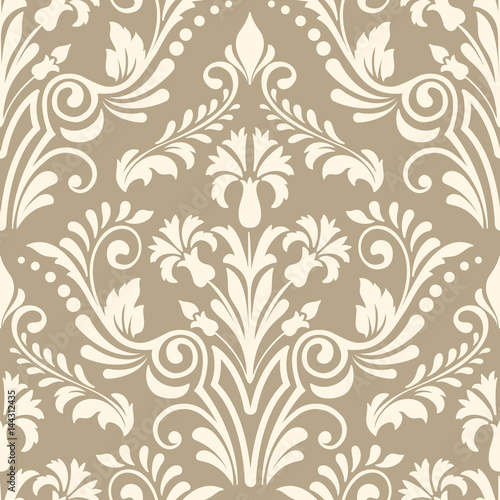 Vector damask seamless pattern element. Classical luxury old fashioned damask ornament, royal victorian seamless texture for wallpapers, textile, wrapping. Exquisite floral baroque template.