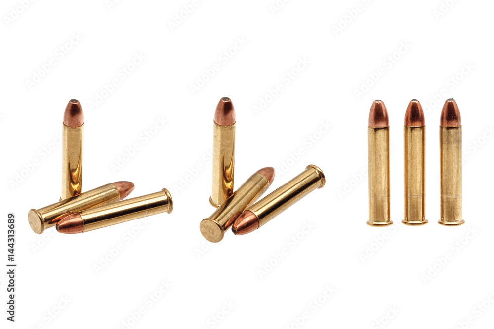 Small-caliber rifle cartridges isolated on white Small-caliber rifle cartridges isolated on white