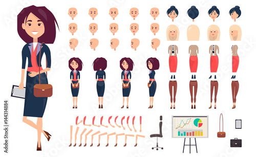 Businesswoman Constructor Isolated Illustration