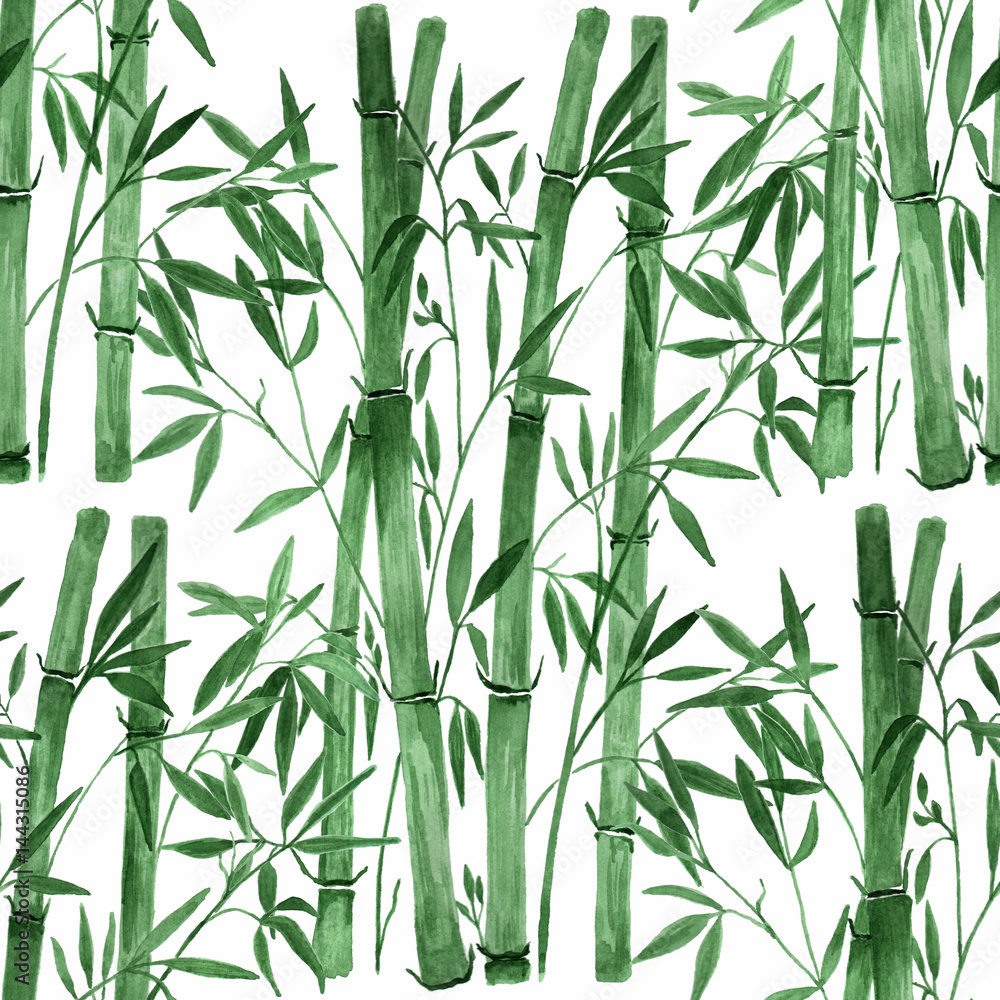 Bamboo on white background, seamless pattern. Bamboo on white background, seamless pattern.