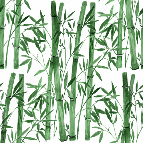 Fototapeta Naklejka Na Ścianę i Meble -  Bamboo on white background, seamless pattern.