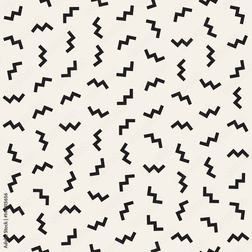 Trendy Texture With Scattered Geometric Shapes. Vector Seamless Pattern.