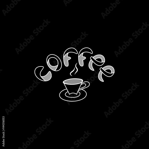 Coffee cup and inscription coffee  glass coffee cup icon  coffee mug.