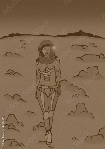 Fototapeta Naklejka Na Ścianę i Meble -  Galaxy girl vintage