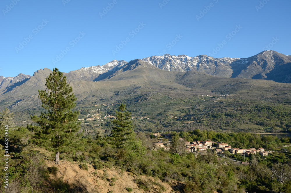 Spring view of the Corsican mountains Spring view of the Corsican mountains
