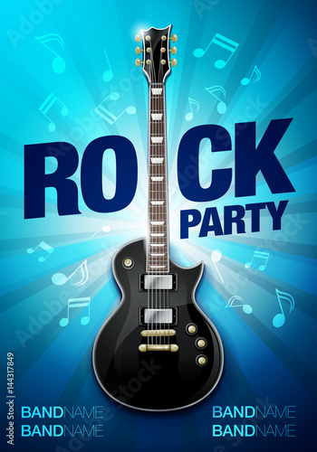 vector rock festival flyer design template with guitar