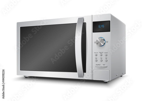 3D Realistic microwave oven steel vector photo