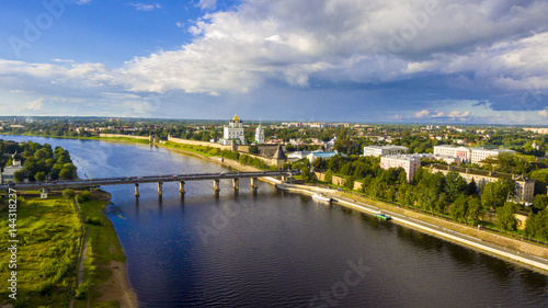 Aerial view on Pskov old town