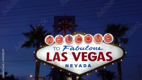  High quality video of welcome to fabulous Las Vegas Sign at night in 4K