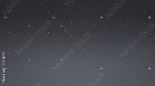Abstract vector interface background. Matrix of crosses with illusion of depth and perspective. Abstract futuristic space background. Infinite HUD on a dark background