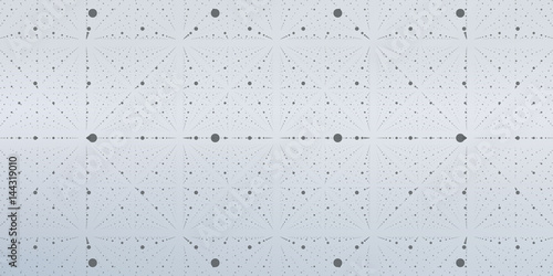 Vector infinite space background. Matrix of glowing stars with illusion of depth and perspective. Geometric backdrop with point array as lattice nodes. Abstract futuristic universe on light background