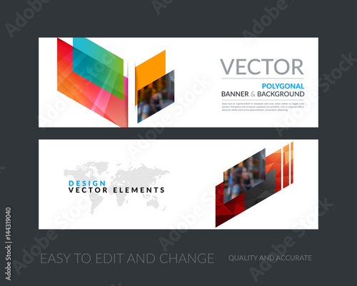 Vector set of modern horizontal website banners with colourful d