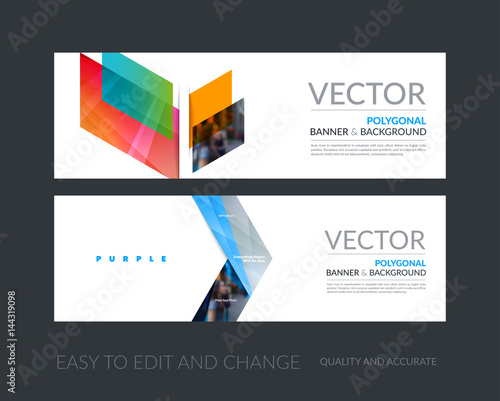 Vector set of modern horizontal website banners with colourful d
