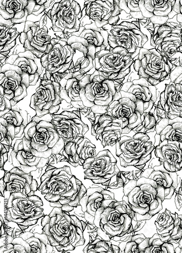 Rose Flower sketch bouquet seamless pattern