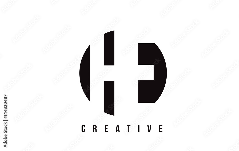 Obraz premium HE H E White Letter Logo Design with Circle Background.