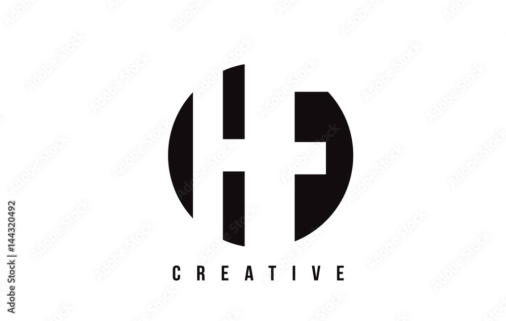 HF H F White Letter Logo Design with Circle Background.