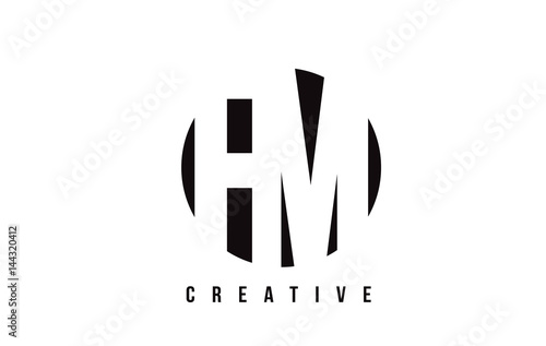 FM F M White Letter Logo Design with Circle Background.
