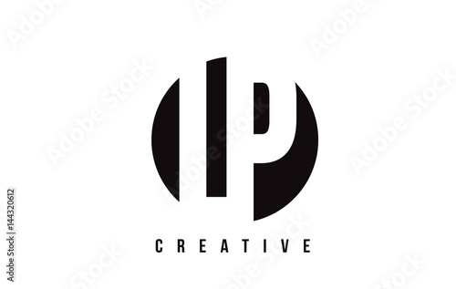 LP L P White Letter Logo Design with Circle Background.