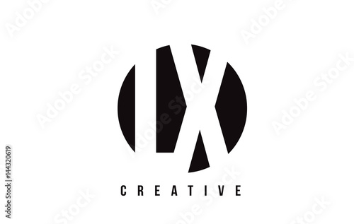 LX L X White Letter Logo Design with Circle Background.