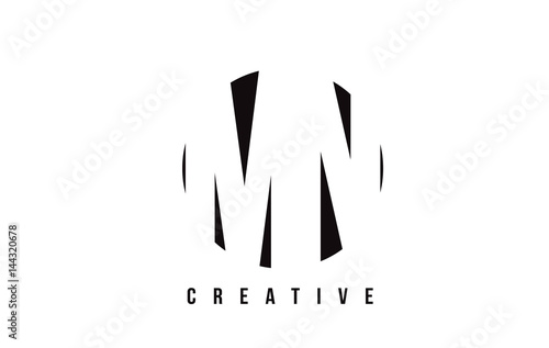 MN M N White Letter Logo Design with Circle Background.