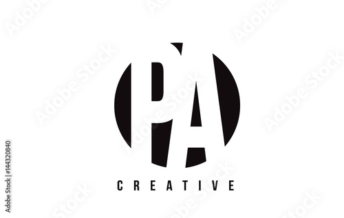 PA P A White Letter Logo Design with Circle Background.