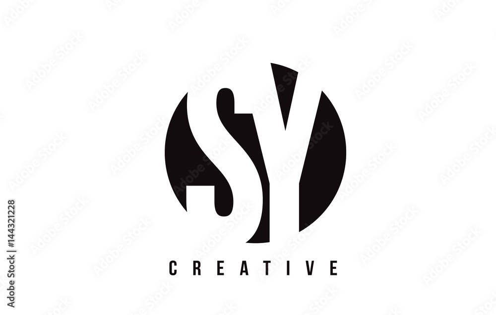 SY S Y White Letter Logo Design with Circle Background.