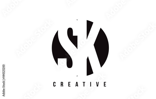 SK S K White Letter Logo Design with Circle Background. photo